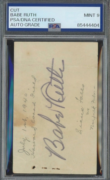 Babe Ruth Cut Signature - PSA/DNA 9 Auto
