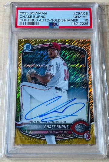 2025 Bowman Chase Burns Gold Shimmer Auto PSA 10