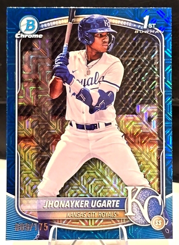2025 1st BOWMAN CHROME  JHONAYKER UGARTE  BLUE Mojo Mega REFRACTOR  /175  Royals