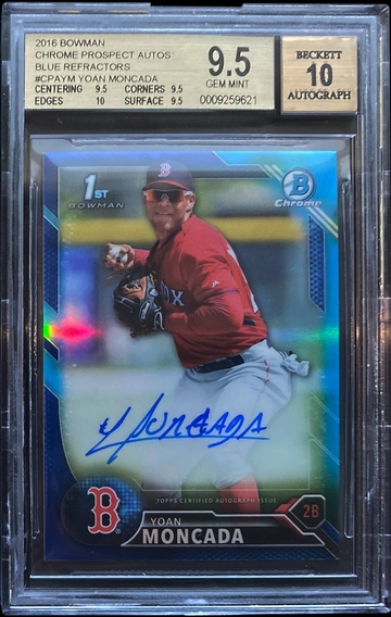 Yoan Moncada 2016 Bowman Chrome Autograph Blue Refractor BGS 9.5
