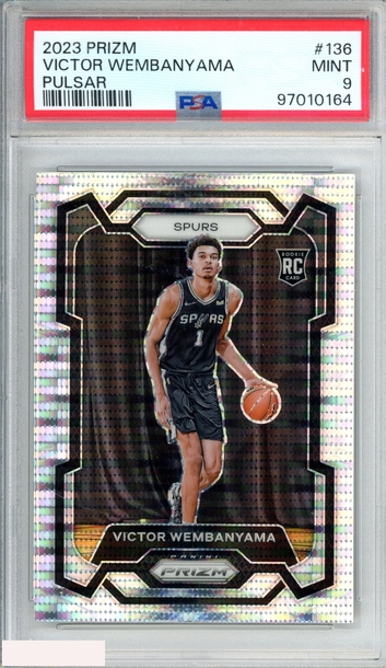 2023 PANINI PRIZM VICTOR WEMBANYAMA #136 PULSAR ROOKIE RC SPURS PSA 9 MINT