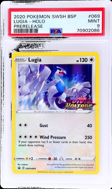 2020 Pokemon Sword and Shield Promo Vivid Voltage Prerelease Lugia #SWSH069 PSA 9
