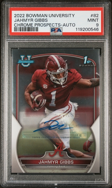 2022 Bowman #82 Jahmyr Gibbs Chrome Prospects PSA 9