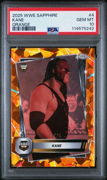 2025 Topps Chrome Sapphire WWE Kane Orange PSA 10