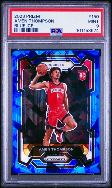 2023 Amen Thompson Panini Prizm Blue Cracked Ice Rookie 41/125 PSA 9 #150 RC SP