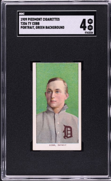 1909-11 T206 Piedmont Ty Cobb Portrait- Green Background SGC 4