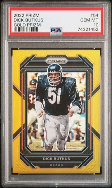 Dick Butkus 2022 Panini Prizm Gold Refractor /10 PSA 10 Gem Mint