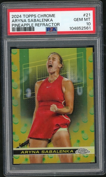 2024 Topps Chrome Tennis #21 Aryna Sabalenka Pineapple Refractor PSA 10