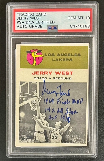 1961 Fleer Jerry West Auto PSA 10, 3 inscriptions