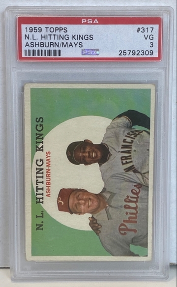 1959 Topps NL Hitting Kings #317 PSA 3. Richie Ashburn Willie Mays. 