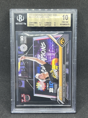 2023-24 Bowman University Now Caitlin Clark #64 BGS 10 Pristine