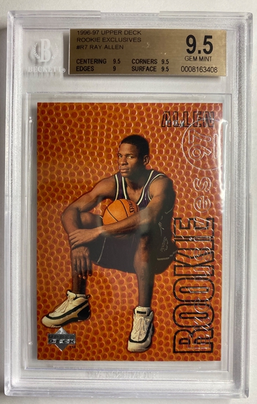 1996 Upper Deck Rookie Exclusives Ray Allen RC Card #R7 BGS 9.5 Gem Mint Bucks Celtics Heat