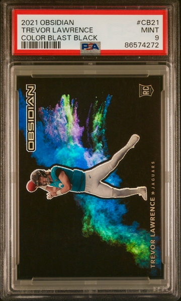 2021 Trevor Lawrence Panini Obsidian Black Color Blast Rookie PSA 9 #CB-21 Blue SP RC
