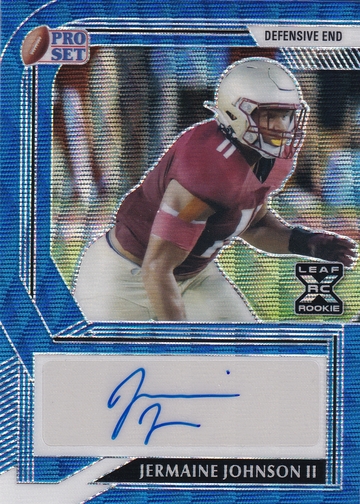 2022 Pro Set Metal Jermaine Johnson II #PA-JJ2 RC Wave Blue Auto 8/30
