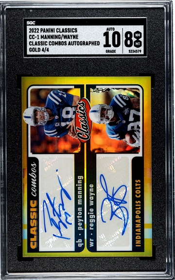 2022 Peyton Manning/Reggie Wayne Classic Combo Auto 4/4