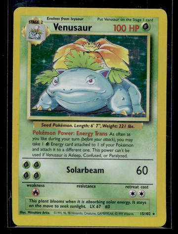 1999 Pokémon Base Set Venusaur #15 Holo