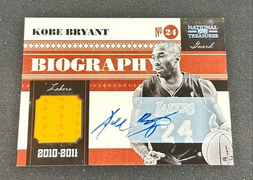 2010 Kobe Bryant Panini National Treasures Biography Silver Patch Jersey Auto 6/25 #2 On Card Autograph