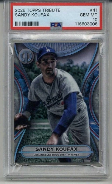 2025 TOPPS TRIBUTE #41 SANDY KOUFAX CARD LOS ANGELES DODGERS PSA 10 LOW POP