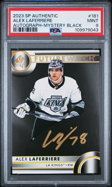 2023-24 SP AUTHENTIC BLACK FUTURE WATCH GOLD AUTOGRAPH RC ALEX LAFERRIERE PSA 9