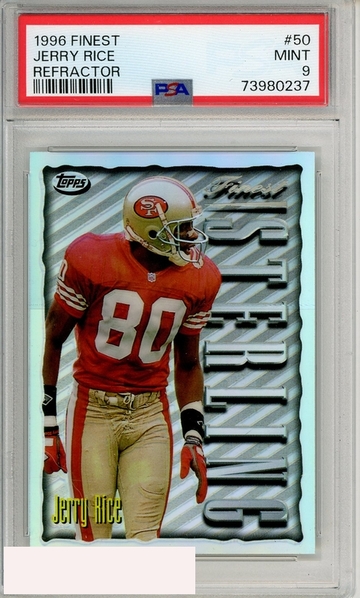 1996 FINEST JERRY RICE #50 REFRACTOR PSA 9 MINT