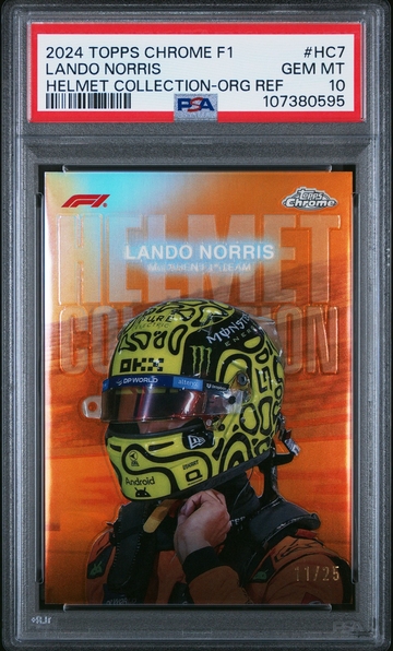 2024 TOPPS CHROME FORMULA 1 HELMET COLLECTION #HC7 LANDO NORRIS /25 PSA 10