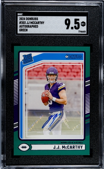 2024 Donruss JJ McCarthy Green Auto SGC 9.5 Rookie Card #303