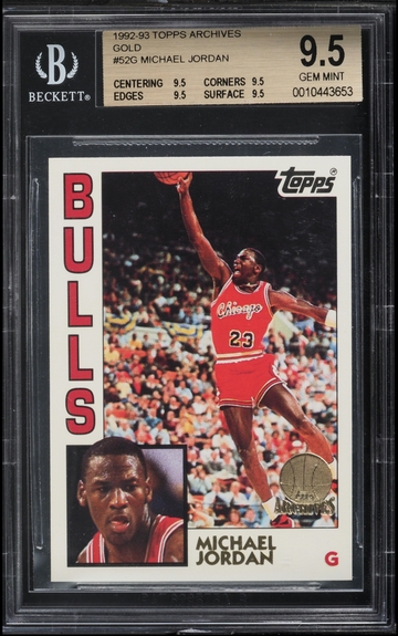 1992-93 TOPPS ARCHIVES GOLD MICHAEL JORDAN #52G, BGS 9.5