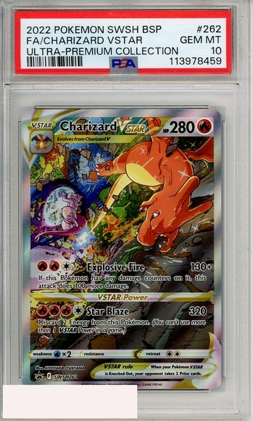 2022 PKMN SWSH BSP FA CHARIZARD VSTAR #262 UPC  PSA 10 GEM MT