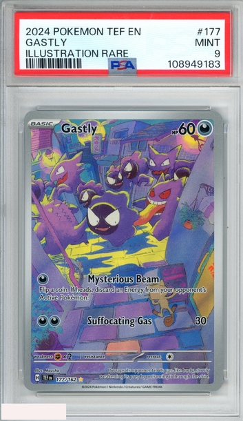 2024 POKEMON TEF EN TEMPORAL FORCES GASTLY #177 ILLUSTRATION RARE PSA 9 MINT