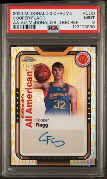 2024 Topps Chrome McDonald's AA Logo Refractor Cooper Flagg #COO Auto /75 PSA 9