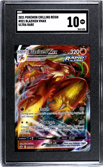 2021 Pokémon Chilling Reign Blaziken #021 VMAX Ultra Rare SGC 10