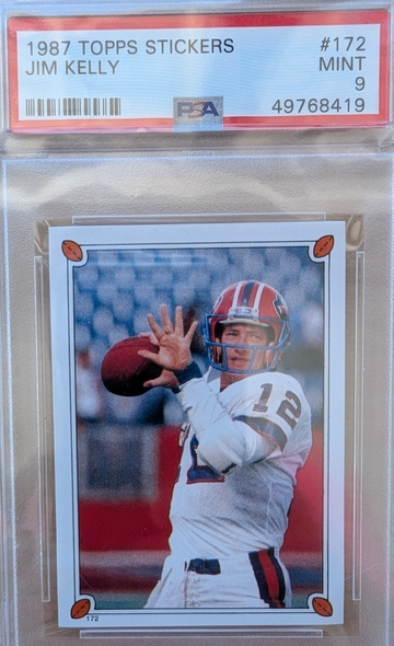 1987 Topps Sticker Jim Kelly HoF RC PSA 9 Mint