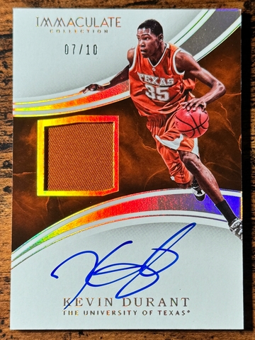 2016 Panini Immaculate Collegiate Kevin Durant Patch AUTO Gold #/10 Longhorns