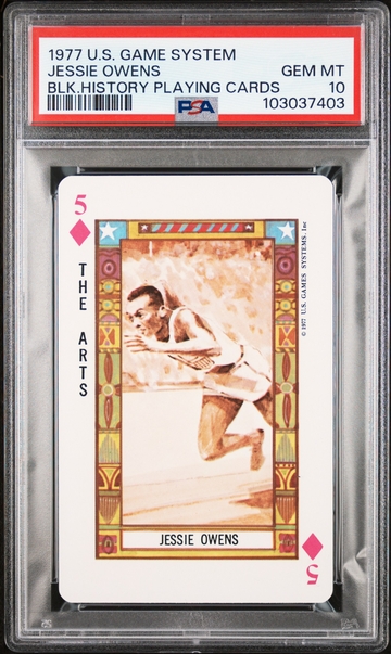  1977 U.S. Game System JESSE "Jessie" OWENS Black History Playing Cards PSA 10 Gem Mint