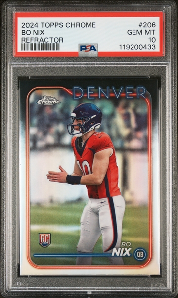 2024 Topps Chrome #206 Bo Nix Refractor PSA 10