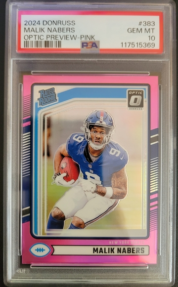 2024 Donruss Malik Nabers Optic Preview Pink PSA 10 Rookie Gem Mint