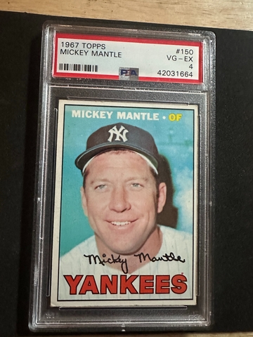 1967 TOPPS #150 MICKEY MANTLE PSA 4 CENTERED SHARP