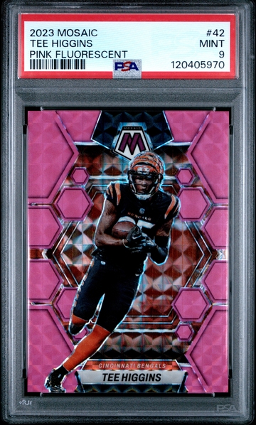 2023 Panini Mosaic Tee Higgins /10 Pink Fluorescent PSA 9