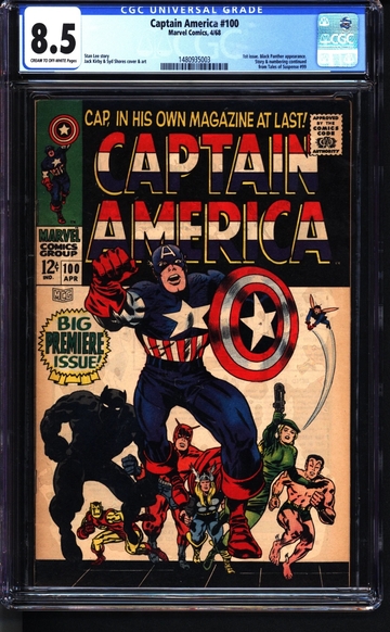 Captain America #100 (1968) CGC 8.5 -- 1st issue (cont'd from ToS) Black Panther