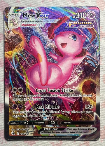 Pokémon Sword & Shield Fusion Strike Mew VMAX Alternate Art 269/264 Full Art Holo
