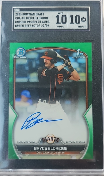 2023 Bowman Draft Bryce Eldridge Chrome Prospect Auto Green Refractor 22/99 SGC 10/10