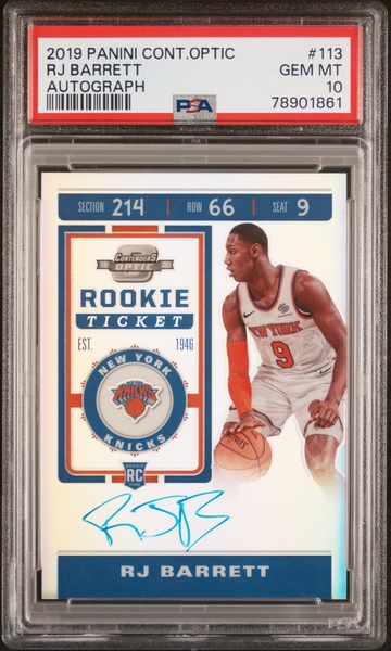 2019 Contenders Optic #113 RJ Barrett Rookie Ticket PSA 10
