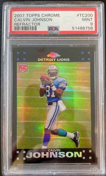 2007 Topps chrome Calvin Johnson refractor PSA 9