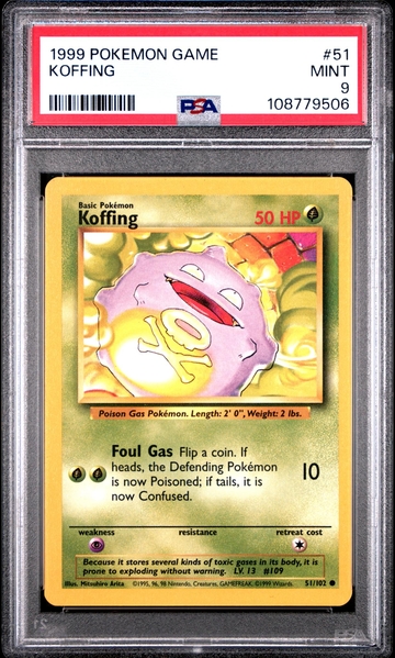 1999 Pokemon #51/102 Koffing PSA 9