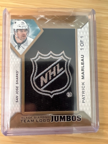 2019 Upper Deck Patrick Marleau Black Diamond 1 of 1 Team Logo Jumbo Patch 