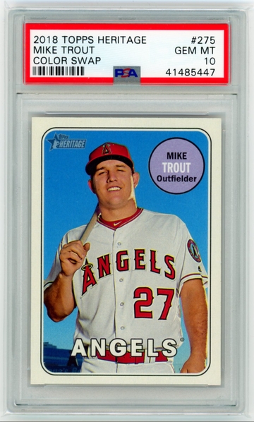 2018 Topps Heritage #275 Mike Trout Color Swap PSA 10 GEM MINT!