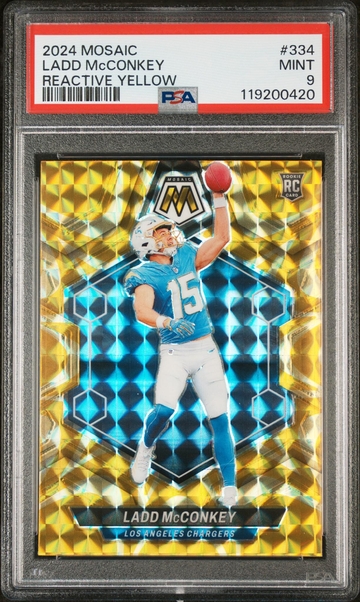 2024 Mosaic #334 LADD MCCONKEY Reactive Yellow PSA 9