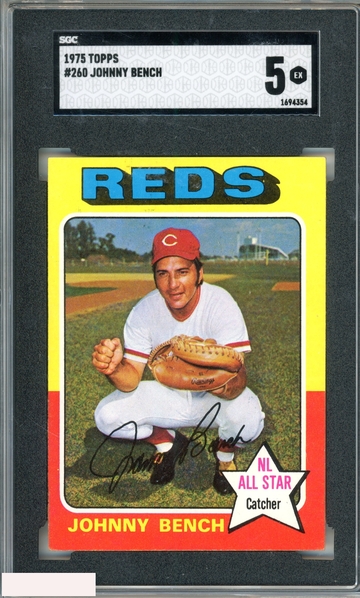 1975 TOPPS JOHNNY BENCH #260 REDS HOF SGC 5 EX