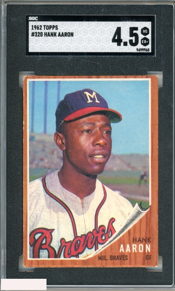 1962 TOPPS HANK AARON #320 BRAVES HOF SGC 4.5 VG-EX+