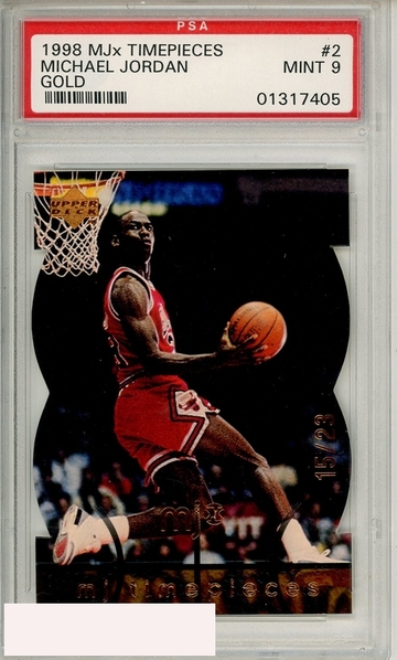 1998 UPPER DECK MJX MICHAEL JORDAN #2 TIMEPIECES GOLD 15 OF 23 PSA 9